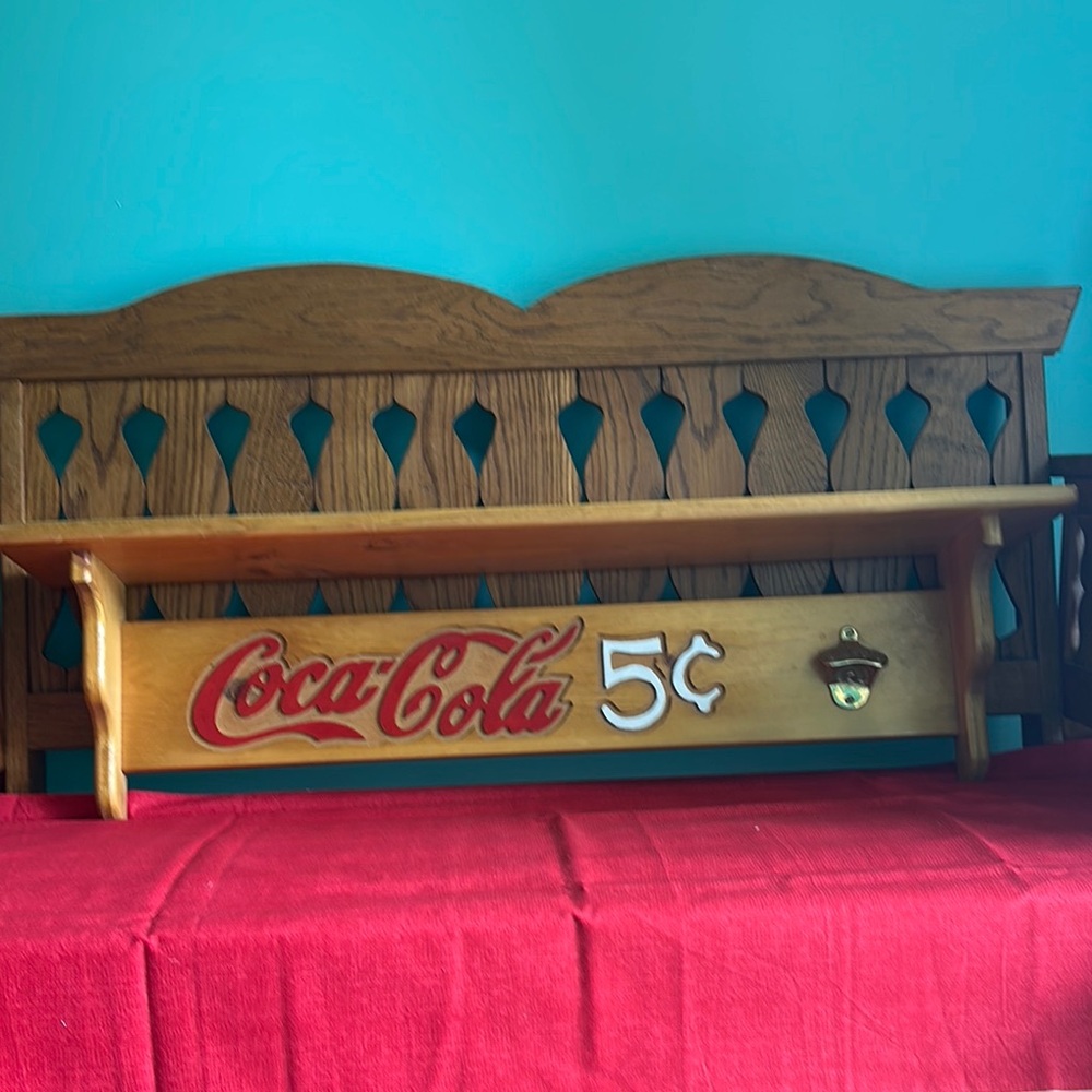 Coca Cola Red and Brown Wall Display Shelf